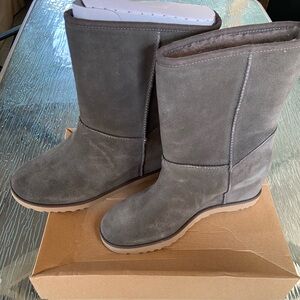 UGG Classic Femme Short wedge boots, grey, new with tags